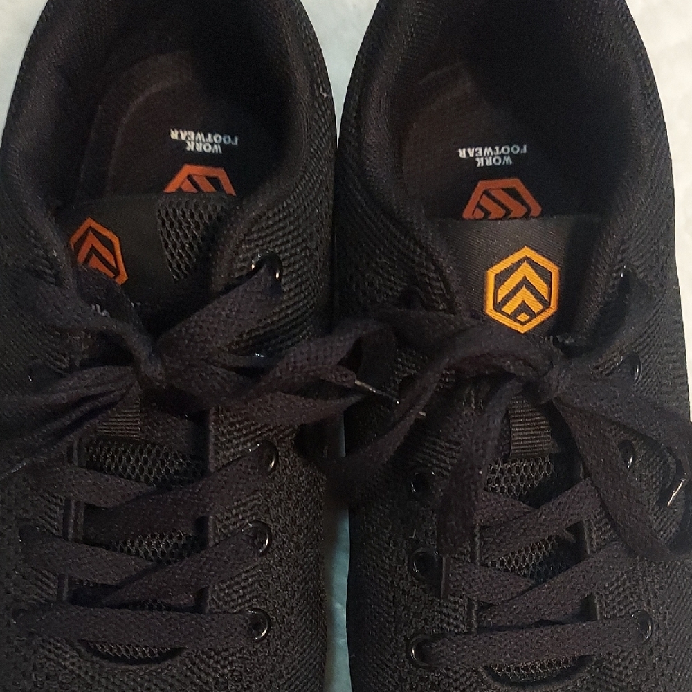 Work Footwear Black Sneakers with Orange Detail